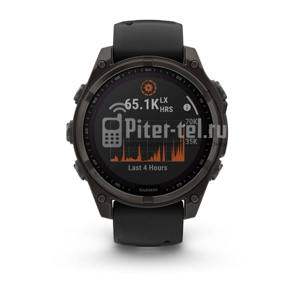 Умные часы Garmin Fenix 8 47mm Sapphire Solar Carbon Grey DLC Titanium с черным ремешком
