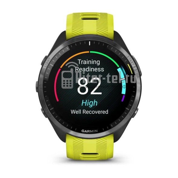 Умные часы Garmin Forerunner 965 черные, темно-серый DLC титановый безель, с желто-черным ремешком
