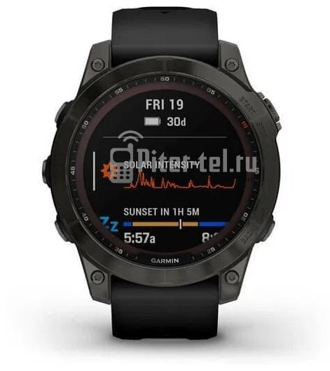 Умные часы Garmin Fenix 7 Sapphire Solar, Титановый черный с черным ремешком