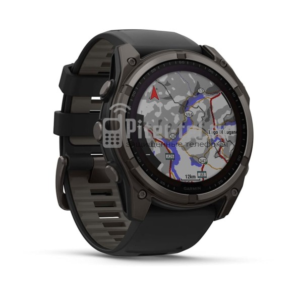 Умные часы Garmin Fenix 8 51mm Sapphire Solar Carbon Grey DLC Titanium с черным ремешком